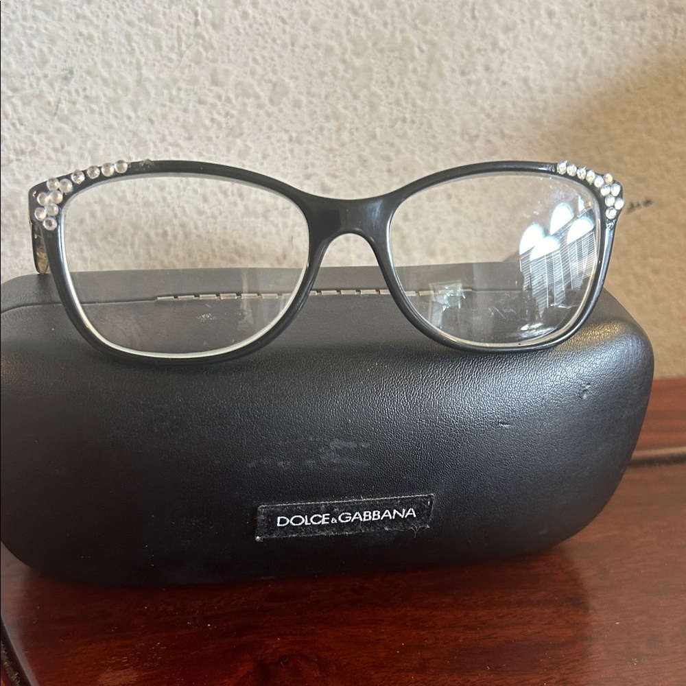 Dolce & Gabbana Black Glasses with Rhinestone Accents